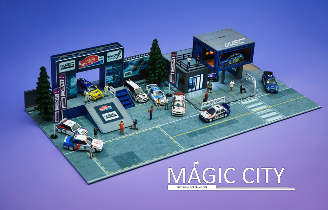Magic City 1:64 Diorama WRC World Rally Championship Garage Scene 110069