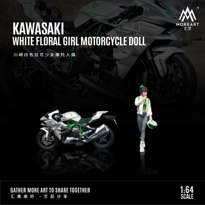 [Preorder] MoreArt 1:64 KAWASAKI WHITE FLORAL GIRL MOTORCYCLE DOLL