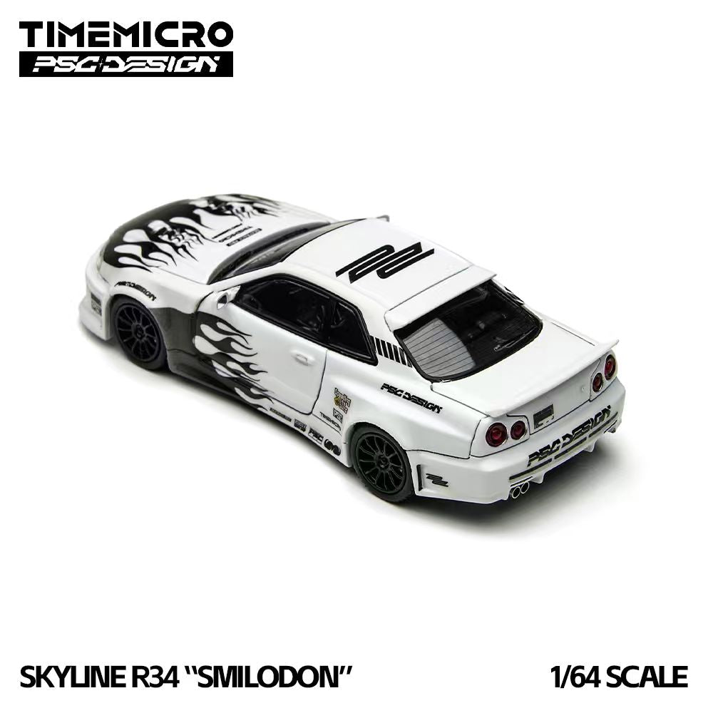 [Preorder] TimeMicro × PSC DESIGN 1:64 Nissan R34 "Smilodon" Black &amp; White TM648401