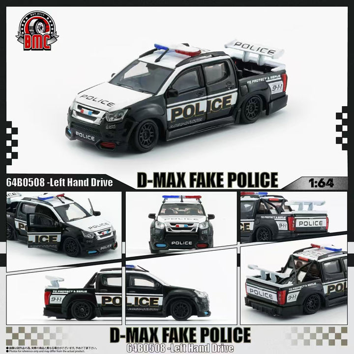 [Preorder] BMC 1:64 Isuzu D-Max 2018 - Low Rider Fake POLICE -LHD 64B0508