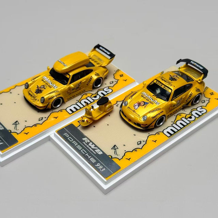 [Preorder] ZJWJ Model 1:64 Porsche Rauh-Welt Widebody Modified Version Gold Minions Livery (2 Versions)