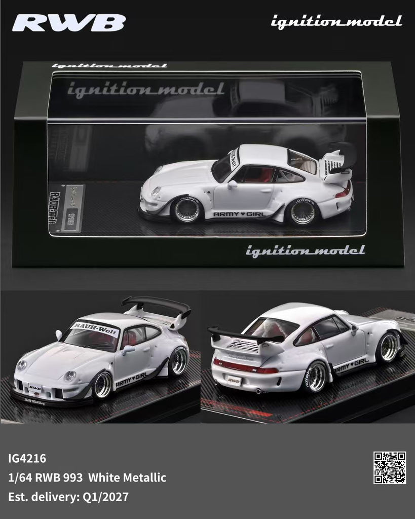 Preorder] Ignition Model 1:64 Porsche RWB 993 White Metallic