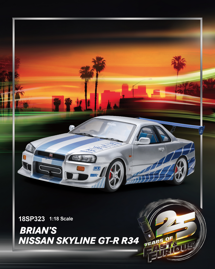 [Preorder] Spark 1:18 Spark 1:64 Nissan Skyline GT-R R34 Fast &amp; Furious 25th anniversary 18SP323