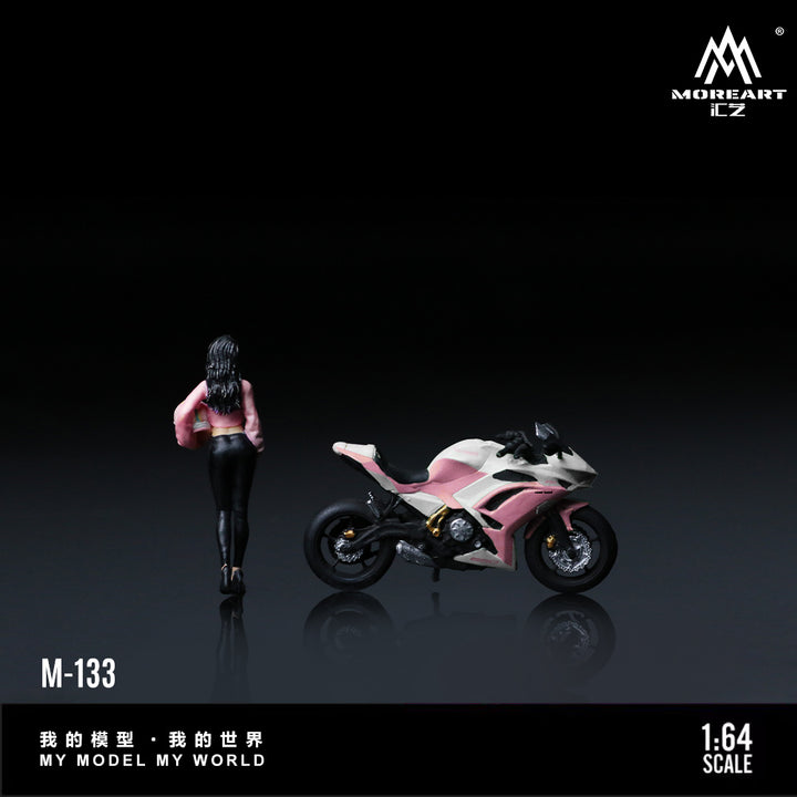 [Preorder] MoreArt 1:64 NINJA650 KAWASAKI WHITE PINK MOTORCYCLE GIRL MO222133