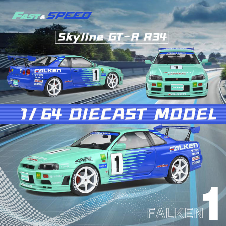 [Preorder] Fast Speed 1:64 Nissan Skyline GT-R R34 5th generation BNR34 - Falken #1