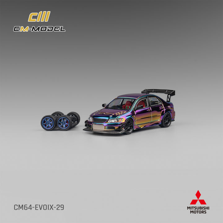 [Preorder] CM Model 1:64 Mitsubishi Lancer Evolution IX Widebody - Chrome Colour