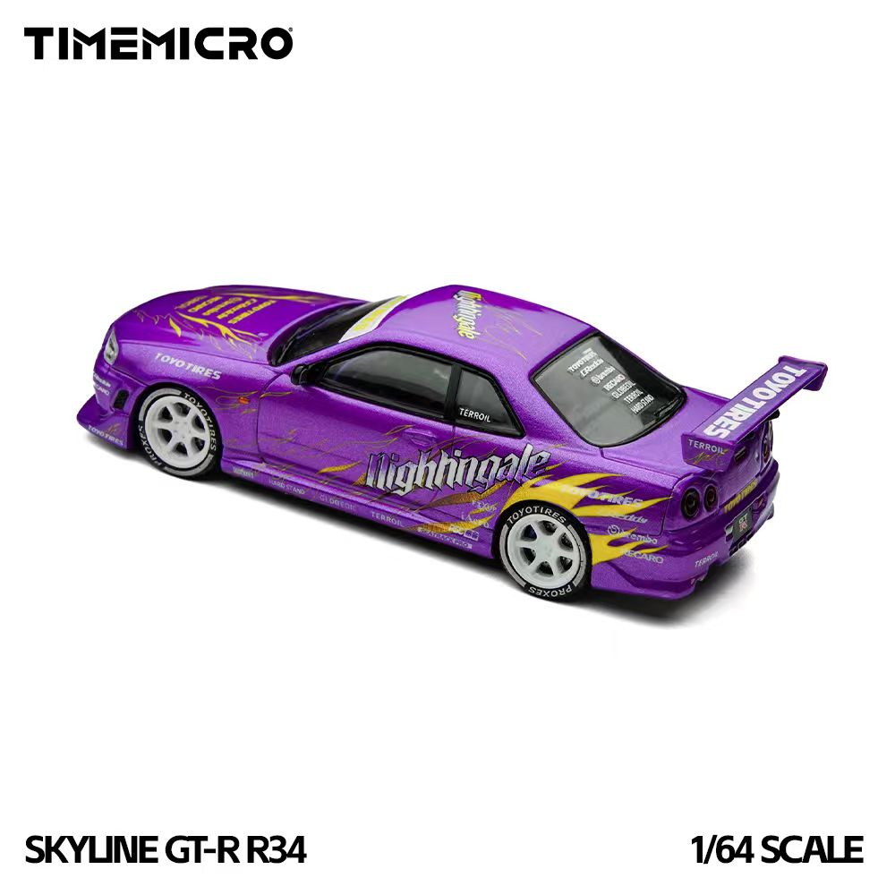 [Preorder] TimeMicro 1:64 Nissan Skyline GT-R R34 "Drifting Flames" Purple TM800506