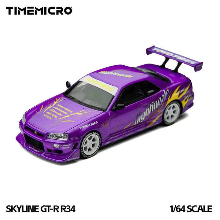 [Preorder] TimeMicro 1:64 Nissan Skyline GT-R R34 "Drifting Flames" Purple TM800506