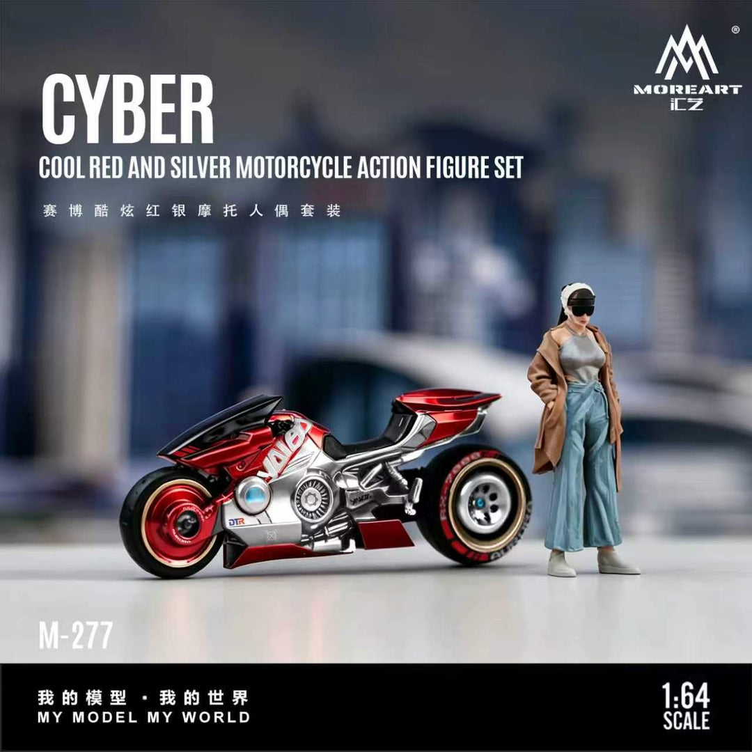 [Preorder] MoreArt 1:64 CYBER COOL RED AND SILVER MOTORCYCLE ACTION FIGURE SET MO222277