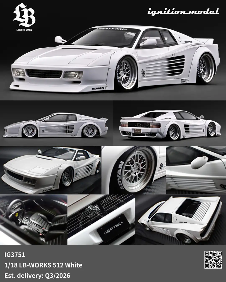 [Preorder] Ignition Model 1:18 LB-WORKS Ferrari 512 White IG3751