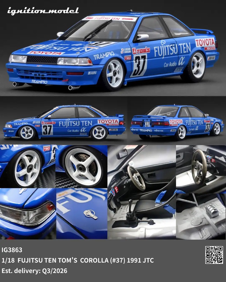 [Preorder] Ignition Model 1:18 FUJITSU TEN TOM'S COROLLA (#37) 1991 JTC IG3863