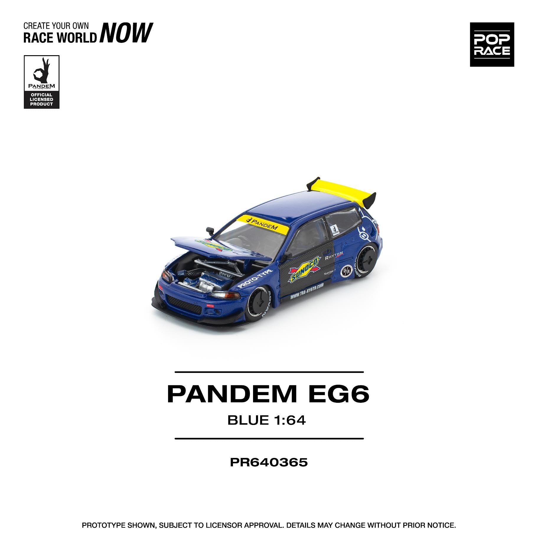 Preorder] POPRACE 1:64 PANDEM HONDA CIVIC EG6 BLUE/BLACK PR640365