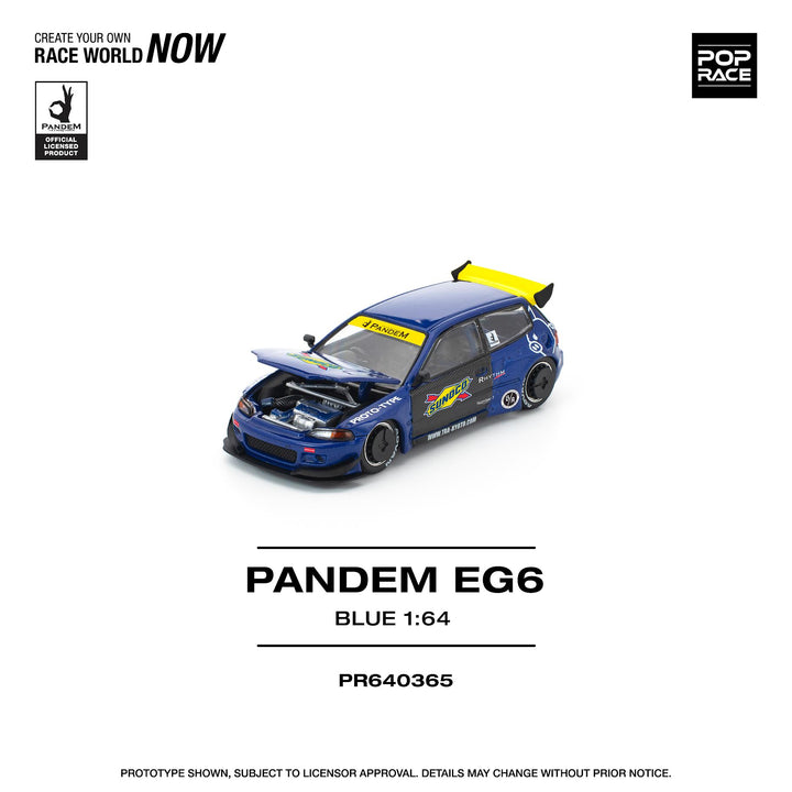[Preorder] POPRACE 1:64 PANDEM HONDA CIVIC EG6 BLUE/BLACK PR640365