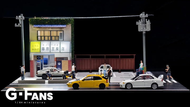 [Preorder] G-Fans 1:64 Initial D Fujiwara Tofu Store Scene with lights 710039