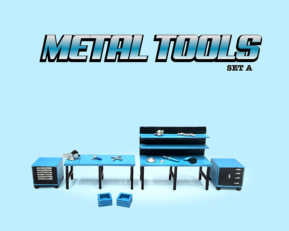 [Preorder] American Diorama 1:64 Metal Tools Set A Blue – Mijo Exclusives AD-2449MJ