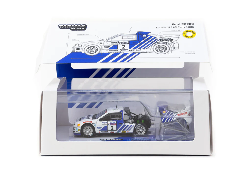 Tarmac Works 1:64 Ford RS200 Lombard RAC Rally 1986 T64P-001-86RAC02