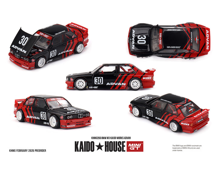 [Preorder] Kaido House x Mini GT 1:64 BMW M3 Kaido Works Advan – Black/Red KHMG266