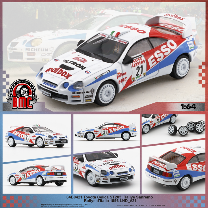 [Preorder] BM Creation 1:64 Toyota Celica ST205 -Rallye Sanremo -Rallye d‘Italia 1996 64B0421
