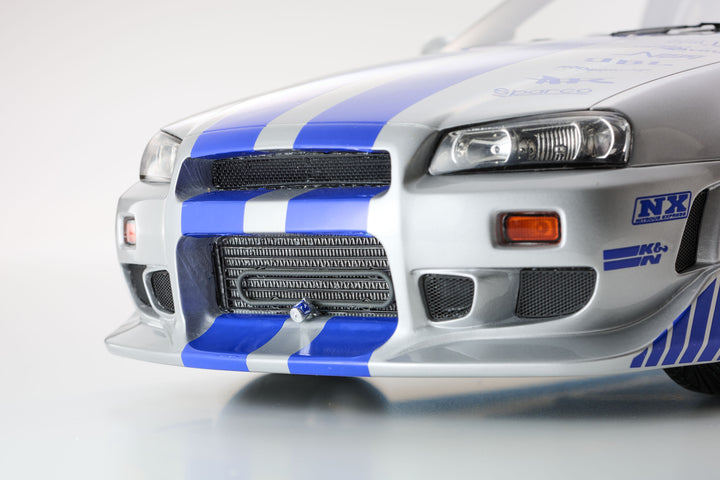 [Preorder] Kyosho 1:12 Nissan Skyline R34 GT-R 2001 Blue with Silver KSR12007A