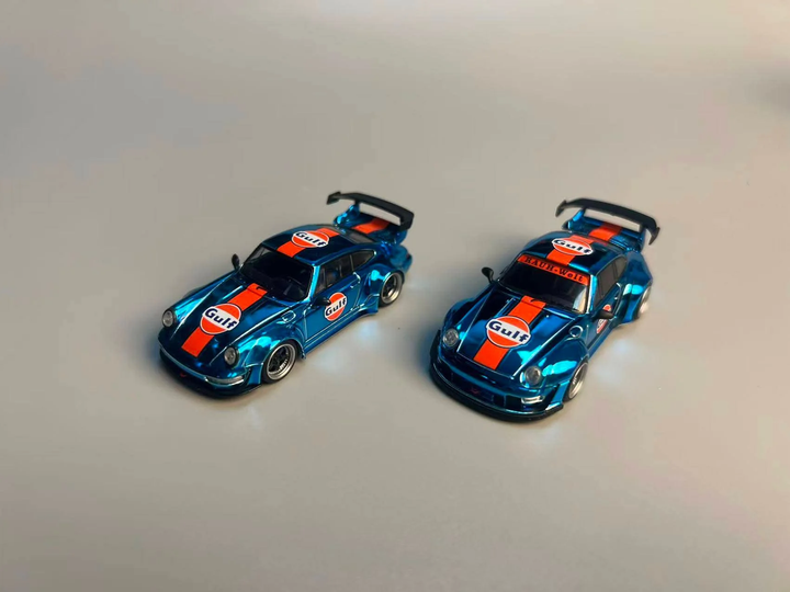 Flame 1:64 Porsche RWB 993 964 Gulf Chrome Blue (2 Versions)