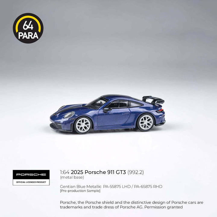PARA64 1:64 2025 Porsche 911 GT3 (992.2) Gentian Blue Metallic PA-55875
