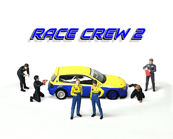 [Preorder] American Diorama 1:64 Figures Set Race Crew II – MiJo Exclusives – Limited Edition AD-2438MJ