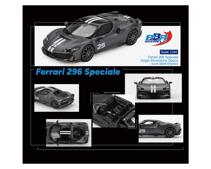 [Preorder] BBR 1:64 Ferrari 296 Speciale – Grigio Silverstone Opaco BBRFER64043
