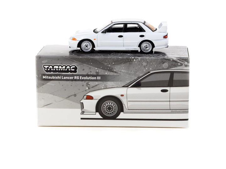 Tarmac Works 1:64 Mitsubishi Lancer RS Evolution III White T64G-050-RS Lamley Special Edition