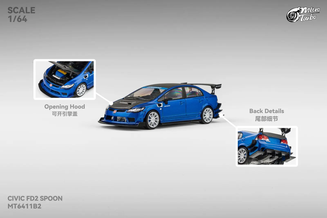[Preorder] Microturbo 1:64 Custom FD2 Spoon Metallic Blue MT6411B2