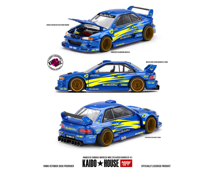 [Preorder] Kaido House x Mini GT 1:64 Subaru Impreza WRX STI KAIDO WORKS V1 – Blue KHMG318