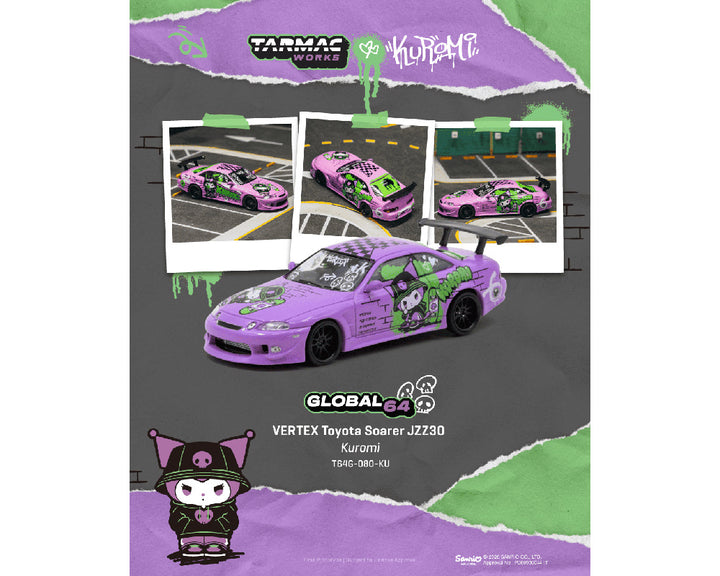 [Preorder] Tarmac Works 1:64 VERTEX Toyota Soarer JZZ30 Kuromi Sanrio – Global64 – Limited Edition T64G-080-KU