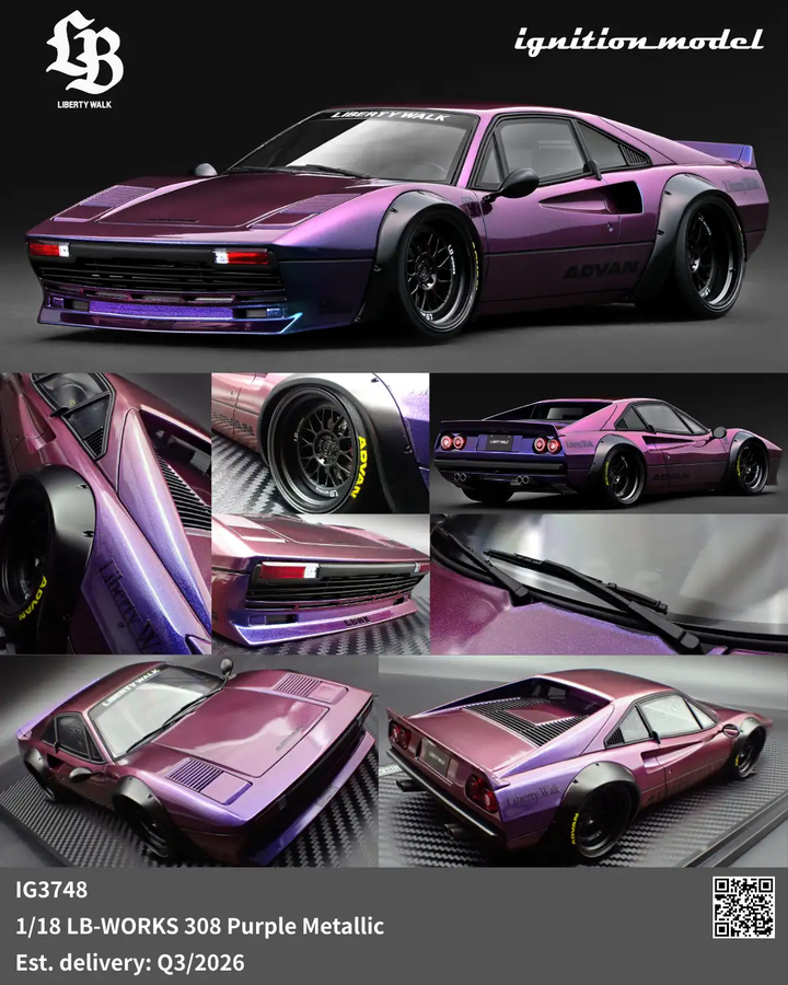 [Preorder] Ignition Model 1:18 LB-WORKS 308 Purple Metallic IG3748