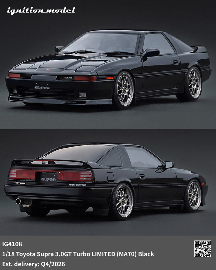 [Preorder] Ignition Model 1:18 Toyota Supra 3.0GT Turbo LIMITED (MA70) Black IG4108
