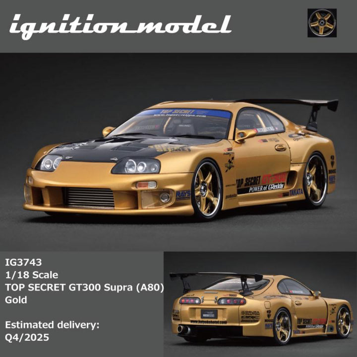 [Preorder] Ignition Model 1:18 TOP SECRET GT300 Supra (A80) Gold IG3743
