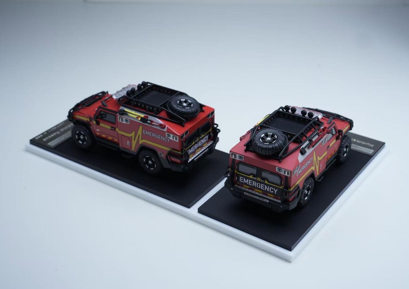 MK Miniatures 1:64 Hummer H2 Rescue Red – Horizon Diecast