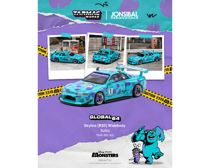 [Preorder] Tarmac Works 1:64 Nissan Skyline GT-R R32 Widebody Jonsibal Disney Sulley – Global64 T64G-061-SUL