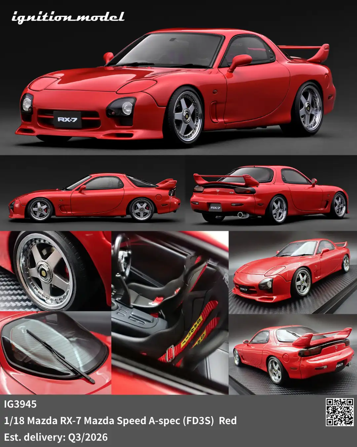 [Preorder] Ignition Model 1:18 Mazda RX-7 Mazda Speed A-spec (FD3S) Red IG3945