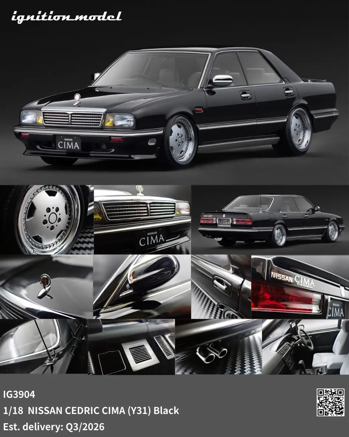 Ignition Model 1:18 NISSAN CEDRIC CIMA (Y31) Black IG3904
