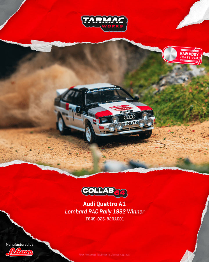 [Preorder] Tarmac Works 1:64 Audi Quattro A1 Lombard RAC Rally 1982 #1 Winner T64S-025-82RAC01