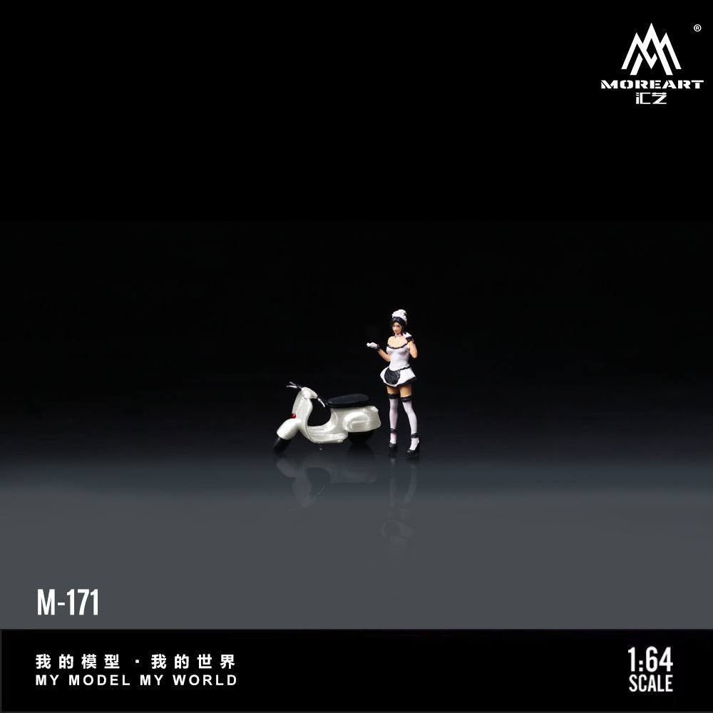[Preorder] MoreArt 1:64 White scooter motorcycle maid doll MO222171