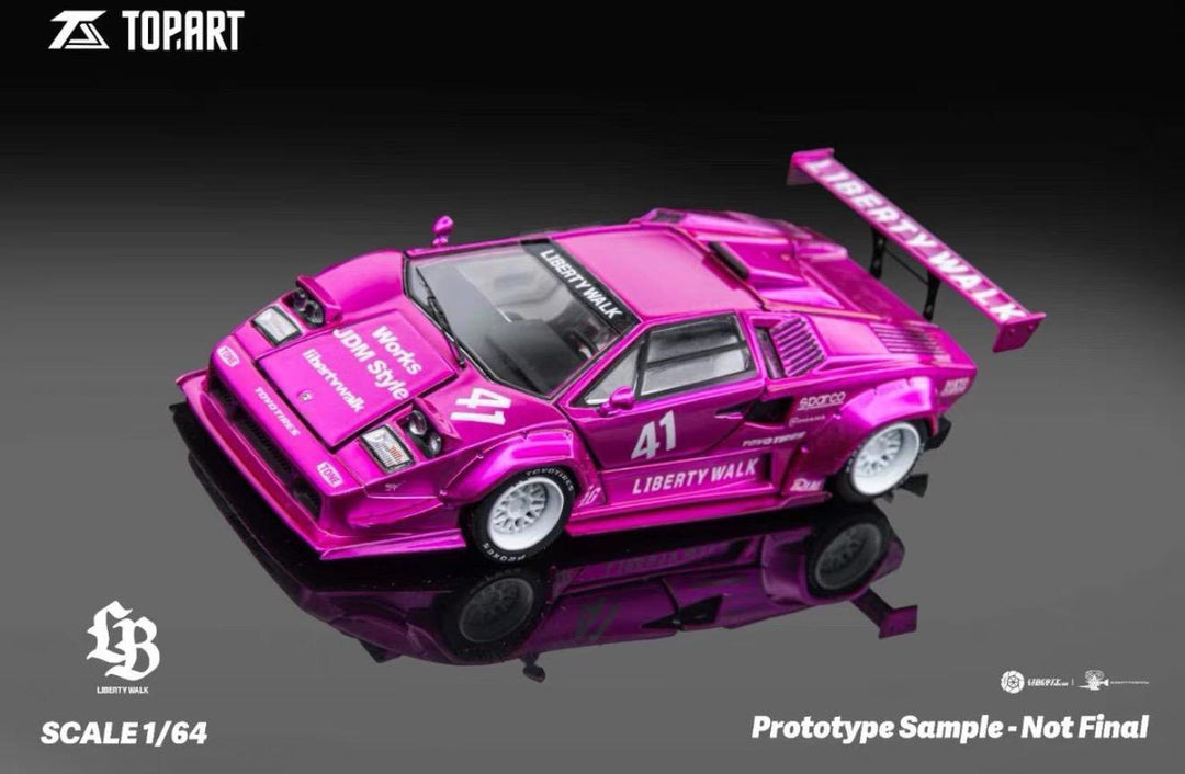 TOPART 1:64 Lamborghini Countach LBWK Flash Pink White 