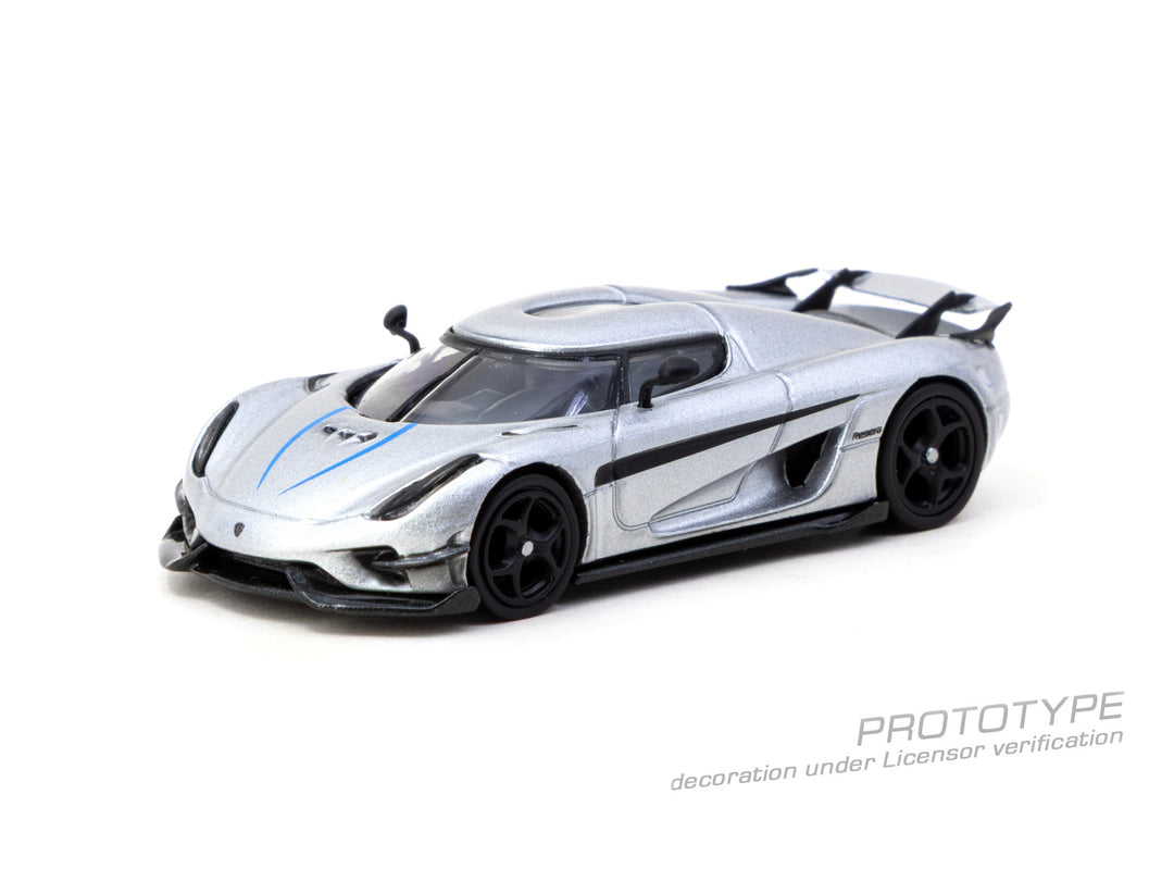 [Preorder] Tarmac Works 1:64 Koenigsegg Regera Silver Metallic/Blue Accents T64G-TL017-SL