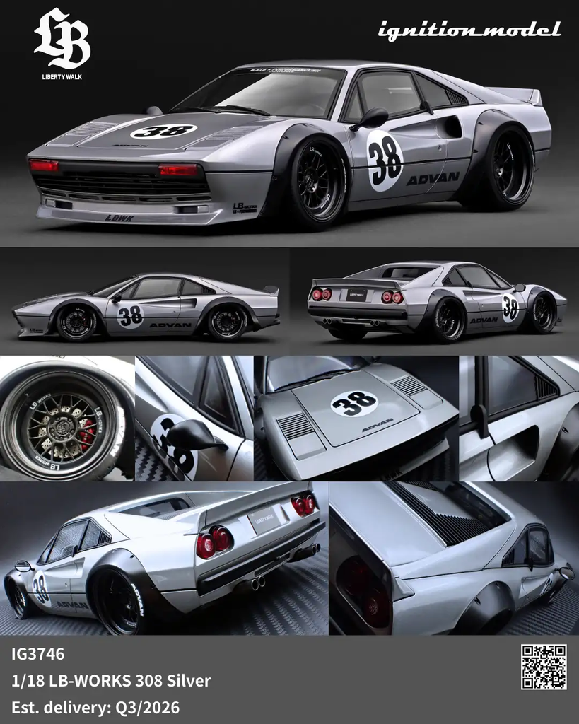ミニカー ignition model LB WORKS Ferrari 308 Preorder] Ignition Model 1:18 LB-WORKS Ferrari 308 Silver IG3746