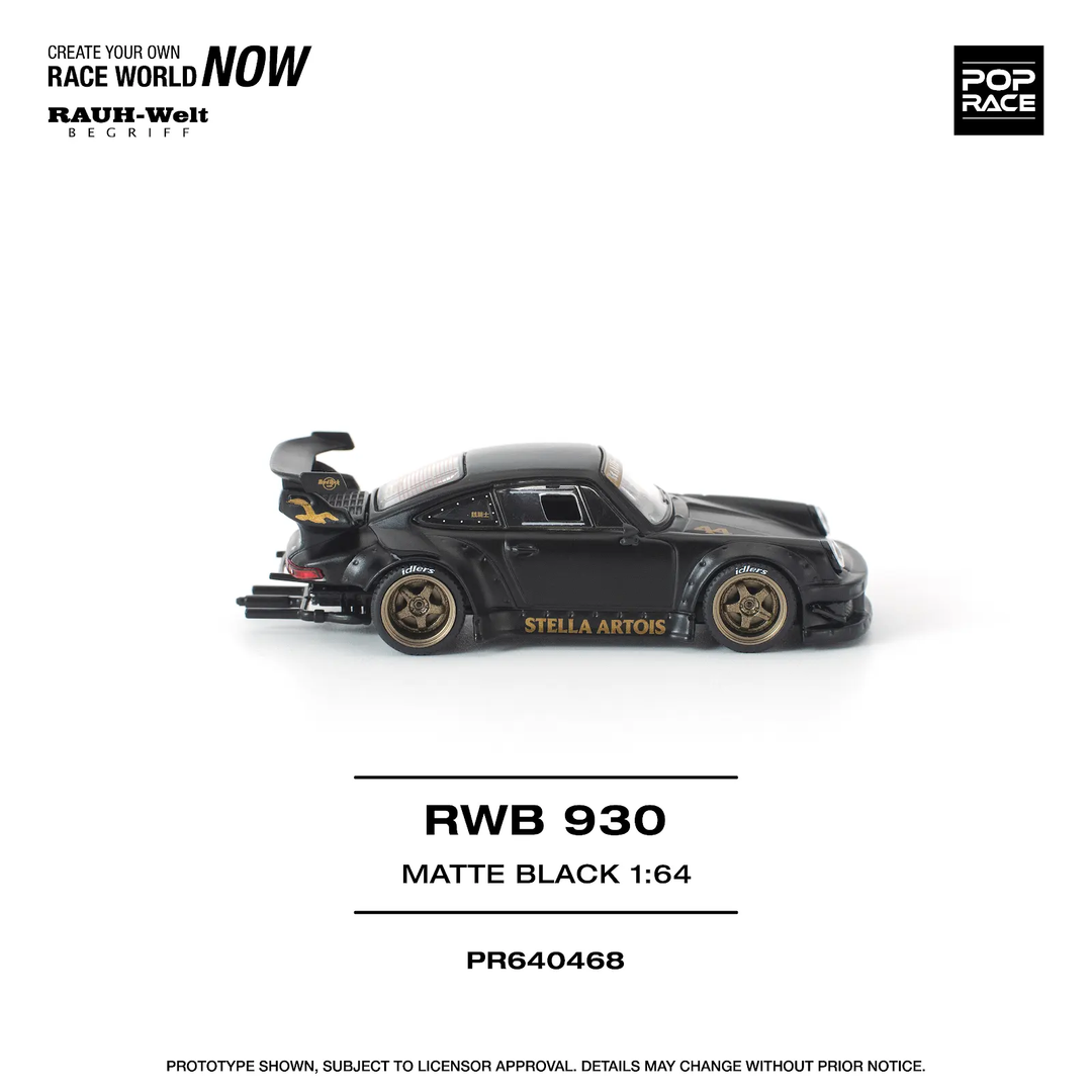 [Preorder] POPRACE 1:64 Porsche RWB 930 MATTE BLACK "STELLA ARTOIS" PR640468