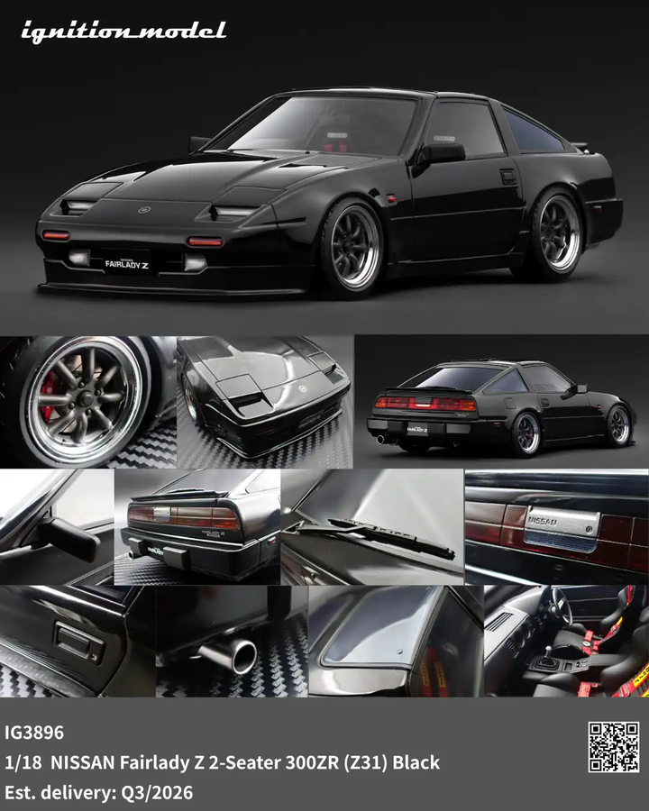 Ignition Model 1:18 NISSAN Fairlady Z 2-Seater 300ZR (Z31) Black IG3896