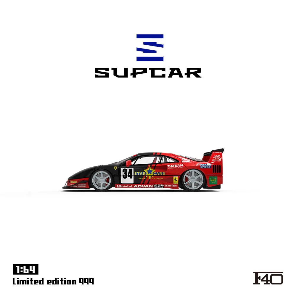 [Online Only] SUPCAR 1:64 Ferrari F40 Livery Black and Red SC64036