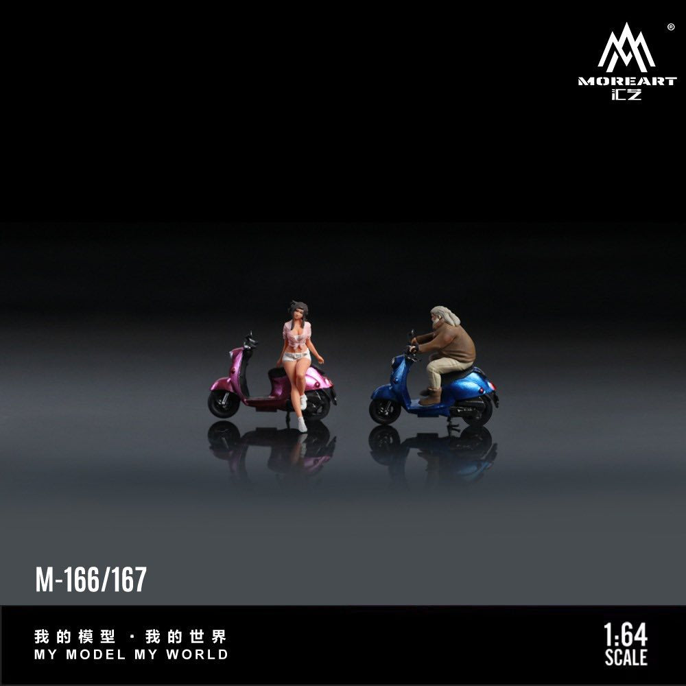 MoreArt 1:64 Deep Blue Retro Pedal Motorcycle Man MO222167