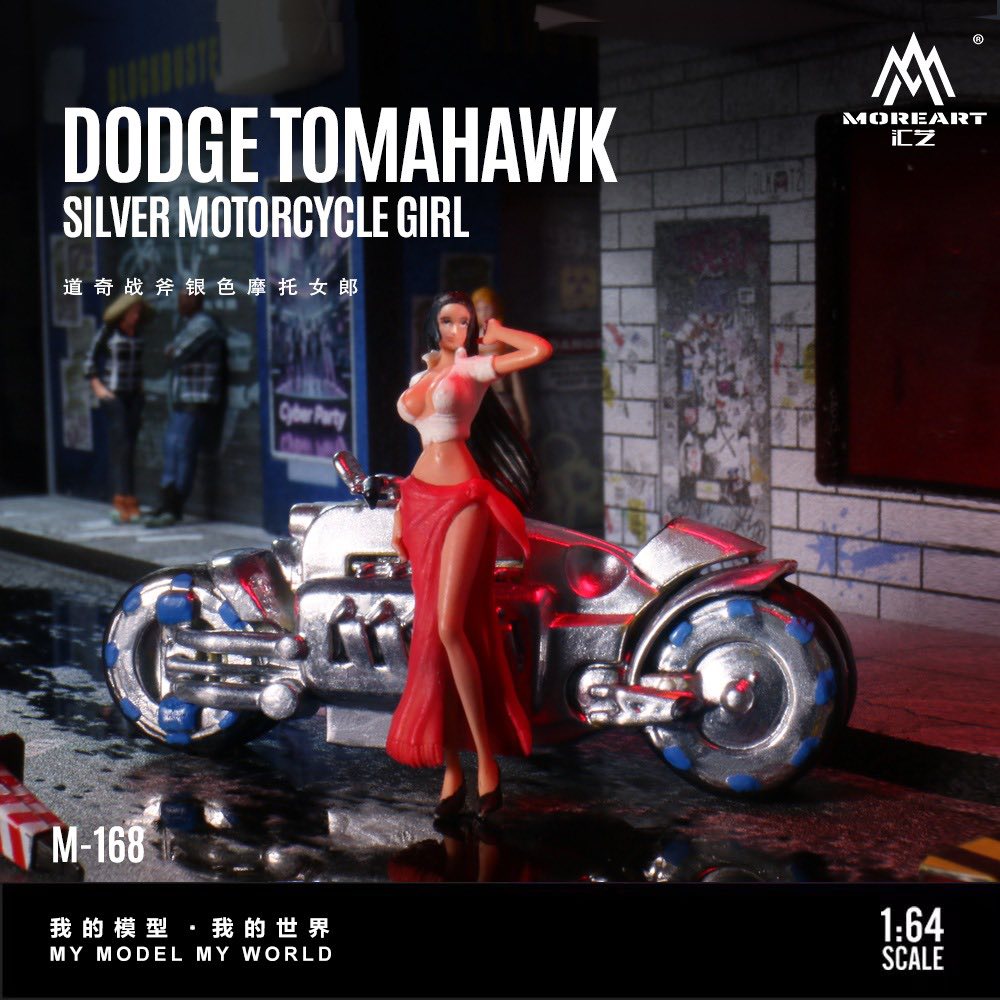 MoreArt 1:64 Dodge Tomahawk Silver Motorcycle Girl MO222168