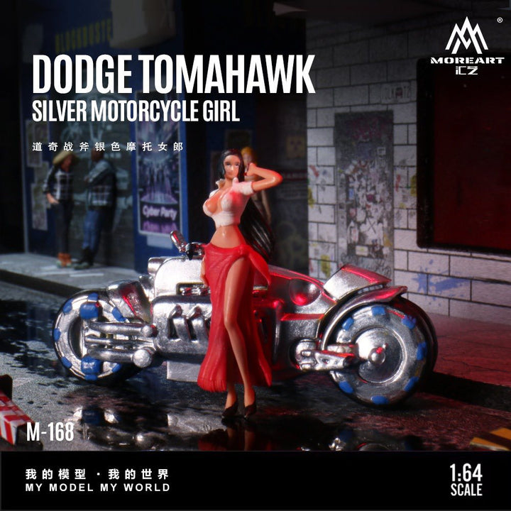 MoreArt 1:64 Dodge Tomahawk Silver Motorcycle Girl MO222168