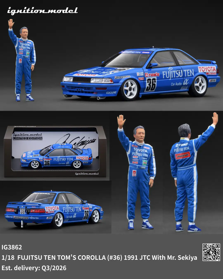 [Preorder] Ignition Model 1:18 FUJITSU TEN TOM'S COROLLA (#36) 1991 JTCWith Mr. Sekiya IG3862